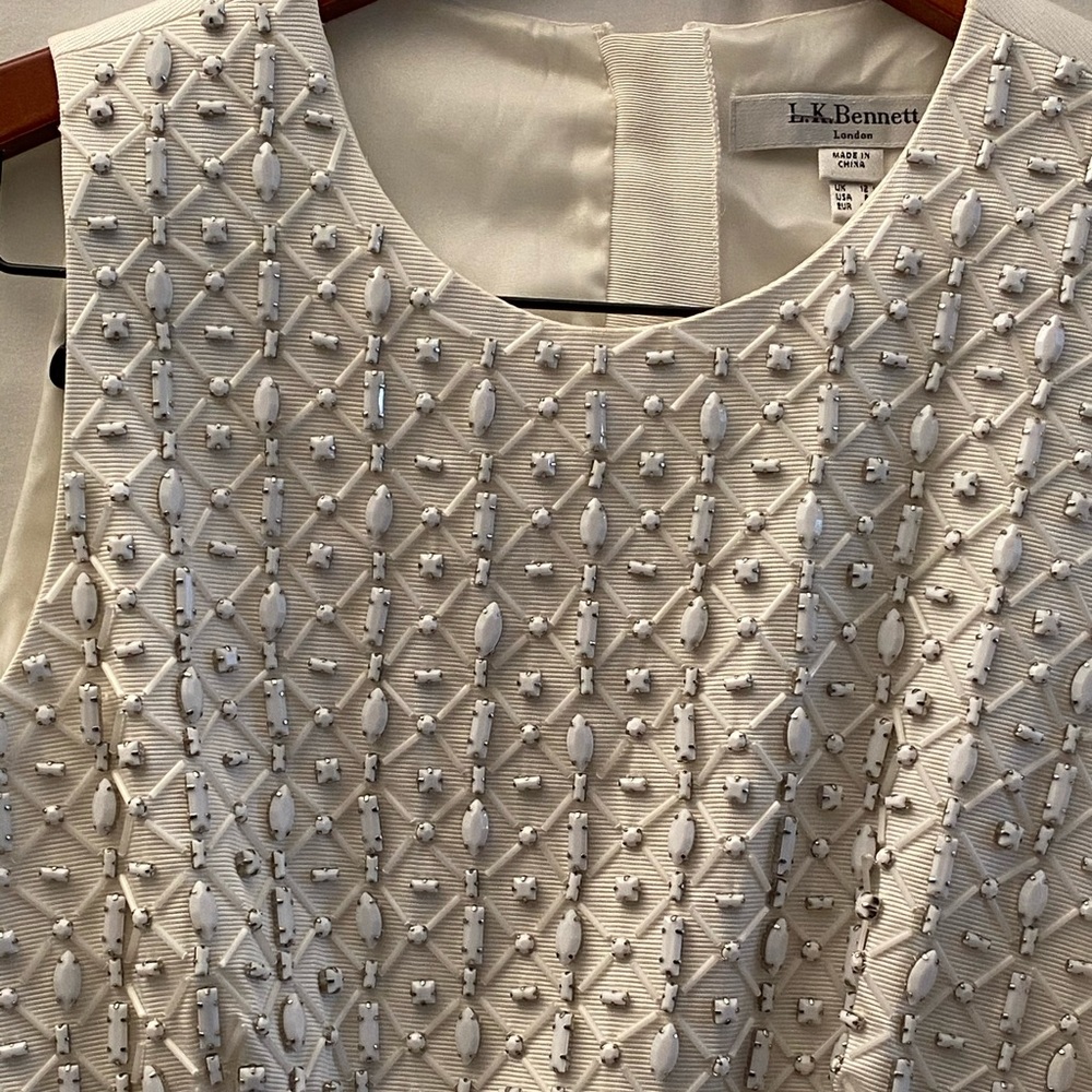 LK Bennett Ivory Textured Midi Dress - Picture 4 of 8